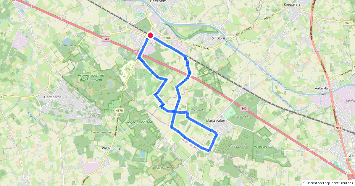 Kaartbeeld van de wandeling Beernem naar Beernem