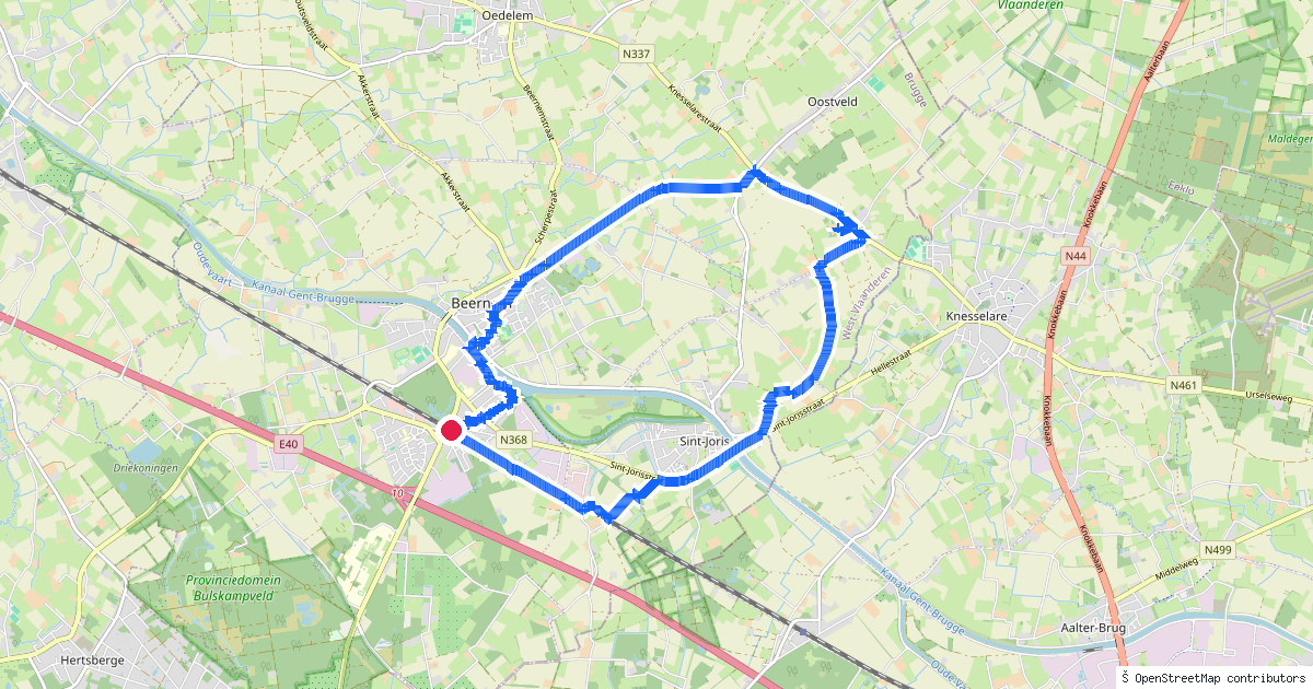 Kaartbeeld van de wandeling Beernem naar Beernem