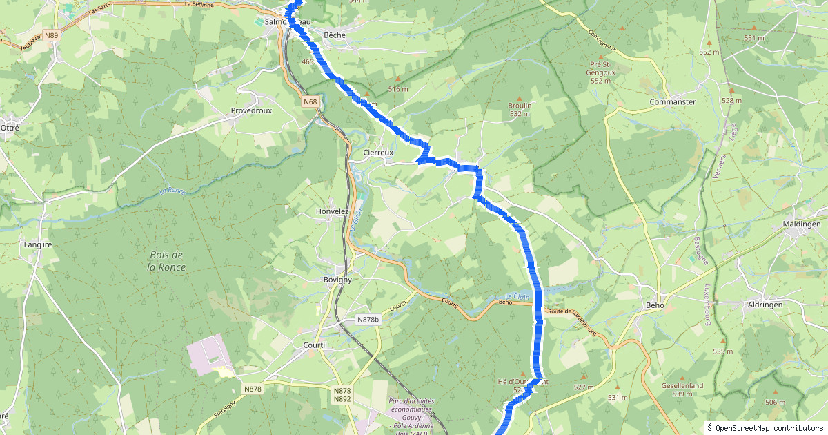 Kaartbeeld van de wandeling Vielsalm naar Gouvy