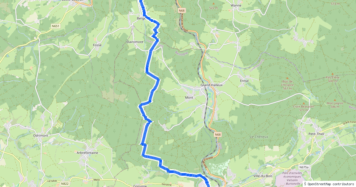 Kaartbeeld van de wandeling Vielsalm naar Trois-Ponts